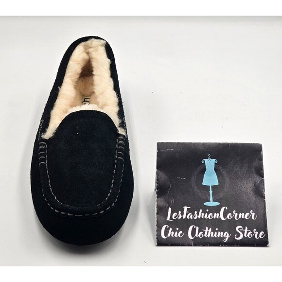 NWT Ugg Women's Black Suede \Ansley Water-Resistant Moccasin Slippers Sz 11 2998 - Picture 15 of 16